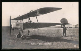 Foto-AK Sanke Nr. 343: Fokker-Doppeldecker Mit Piloten  - 1914-1918: 1ste Wereldoorlog