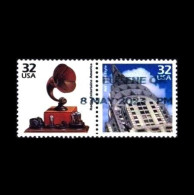 USA: 'Radio – Art Deco [Chrysler Building], 1998', Mi. 2959-2960ZD; Yv. 2731-2732; Sc. 3184i-j Oo - Usati