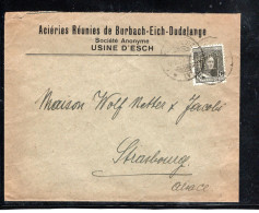 1919 ,15 C.,seltenes  Perfin " WE " ,Vordruck " Acieres Reunies Burbach-Eich -Dud.-Usine Es."  Bf Nach Frankr. R!!  #106 - 1914-24 Maria-Adelaide