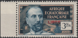 AEF 135 ** MNH Explorateur Louis LIOTARD + Surcharge Rouge FRANCE LIBRE Afrique Equatoriale Française A.E.F. 1940 (2) - Nuevos