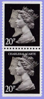 GREAT BRITAIN 1990 MACHIN 1d. BLACK ANNIV. 20p. BLACK  WALSALL LITHO  IMPERF. TOP + BASE PAIR S.G. 1476  U.M. / N.S.C. - Série 'Machin'