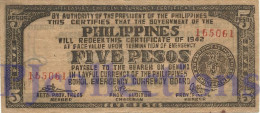 PHILIPPINES 1 PESO 1942 PICK S136d VF+ EMERGENCY BANKNOTE - Filipinas