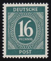 Alliierte Besetzung 923d Ziffer 16 Pf, Schwarzopalgrün, ** Geprüft - Mint