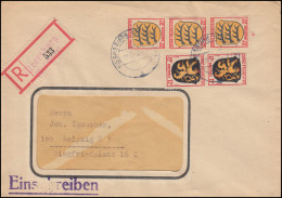 6+8 Freimarken Wappen 12+20 Pf MiF Auf R-Brief Not-R-Zettel MEERSBURG 30.9.1947 - Emissioni Generali