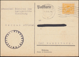 4 AM-Post 6 Pf. EF Postkarte Amtsgericht Bücherei FLENSBURG 24.9.45 N. Rendsburg - Writers