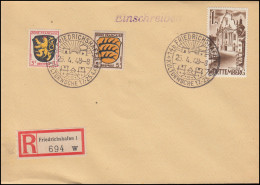 13 Zwiefalten Mit Wappen 3 Und 5 Pf Blanko-R-Brief SSt FRIEDRICHSHAFEN 25.4.1948 - Württemberg