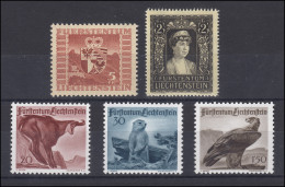 252-256 Liechtenstein-Jahrgang 1947 Komplett, Postfrisch ** - Nuevos