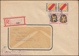 6+10 Freimarken Wappen 12+30 Pf MiF Auf R-Brief Not-R-Zettel MEERSBURG 7.12.1947 - Emissioni Generali