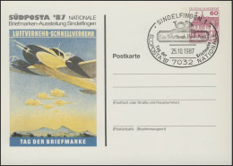 PP 106/150 SÜDPOSTA'87 Luftverkehr Tag Der Briefmarke SSt. Sindelfingen 25.10.87 - Privatumschläge - Ungebraucht
