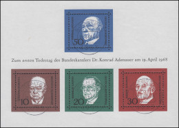 Block 4 Konrad Adenauer 1968 Mit 4 Zentrischen ET-O Stempel SÜCHTELN 19.4.68 - Used Stamps
