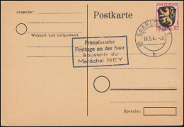 6 Wappen Postkarte SAARLOUIS 18.5.46 Neben-O Französische Festtage An Der Saar - Amtliche Ausgaben