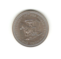 548/ ILE DE MAN : Elizabeth II : 1 Crown 1976 (copper-nickel - 29,36 Grammes) Centenaire Du Tramway à Cheval - Isla Man