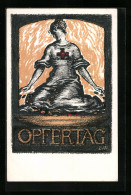 AK Opfertag 1917, Bayer. Landeskomitee Vom Roten Kreuz, Frau Mit Rotem Kreuz Auf Der Brust  - Cruz Roja
