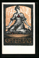 AK Opfertag 1917, Bayer. Landeskomitee Vom Roten Kreuz, Frau Mit Rotem Kreuz Auf Der Brust  - Croix-Rouge