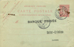 ENTIERS POSTAUX - N° 129 CPI - VAUGNERAY - RHONE - 1908 - BANQUE PRIVEE  SAINT ETIENNE - AVIS D'ENCAISSEMENT  - Bijgewerkte Postkaarten  (voor 1995)