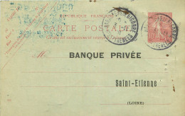 ENTIERS POSTAUX - N° 129 CPI -  RABASTENS DE BIGORRE  - 1908 - BANQUE PRIVEE  SAINT ETIENNE - AVIS D'ENCAISSEMENT - AK Mit Aufdruck (vor 1995)