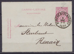 EP Carte-lettre 10c (N°46) Càd BERCHEM (FLANDRES) /5 MAI 1891 Pour RENAIX (au Dos: Càd Arrivée RENAIX) - Postbladen