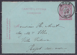 EP Carte-lettre 10c (N°46) Càd ROUX /7 JUIL 1896 Pour HEYST-SUR-MER (au Dos: Càd Arrivée HEYST-SUR-MER) - Cartas-Letras