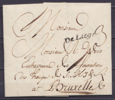 L. Datée 9 Mai 1768 De LIEGE Pour BRUXELLES - Griffe "De Liège" - Port "3" - 1714-1794 (Pays-Bas Autrichiens)