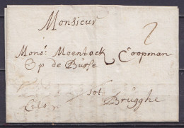 L. Datée 16 Novembre 1716 De CORTRYCK (Courtrai) Pour BRUGGHE (Bruges) - Man. "cito" - Port "2" - 1714-1794 (Pays-Bas Autrichiens)
