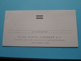 Uitnodiging + Spijskaart > ATLAS COPCO > 1995 Viering Jubilarissen En Gedekoreerden > Salons ALTA RIPA II (zie Scans) ! - Menu