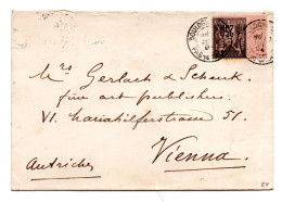 Frankreich, 1894, Briefkuvert Frank.mit 25Cent.,  Auf Rücks.blauer "Paris" Stempel Und Ank.stempel "Wien"(20056E) - Tarjetas Cartas