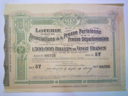 2024 - 1404  BILLET DE LOTERIE  GRAND FORMAT  (18,5 X 25,5 Cm)  à Voir  RARE   XXX - Lottery Tickets