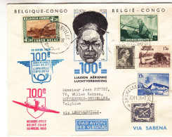 Belgique - Lettre De 1938 - GF - Oblit Bruxelles - 100 Ième Vol Belgique Congo - Cachet De Léopoldville - - Cartas & Documentos
