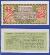 Lotteria TRIPOLI 1940 Lottery Loterie Billet Biglietto Da 12 Lire Ticket - Lottery Tickets