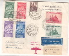 Belgique - Lettre Recom De 1939 - Oblit Bruxelles - Salon De L'aéronautique - Cachet Du Vatican Et Rome - - Covers & Documents