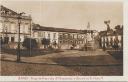 Portugal - Braga - Praça Mousinho D'A Lbuquerque E Estatua De D. Pedro V. - Braga