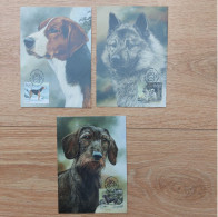 Aland 2015 Set Dogs/Hunde (Michel 410/12) Used On Illustrated Postcards - Aland