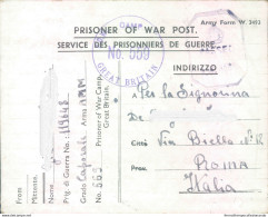Pr103 Roma Prigioniero Di Guerra In Gran Bretagna Scrive Alla Moglie - Zonder Portkosten