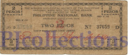 PHILIPPINES 2 PESOS 1942 PICK S577a FINE EMERGENCY NOTE - Filippine