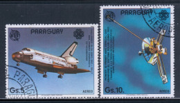 Paraguay 1984 Mi# 3706-3707 Used - Short Set - Space Achievements: Space Shuttle Challenger / Pioneer 10 - América Del Sur