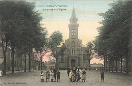 59 Bruay Thiers La Place Et L' église , Marque Postale Cachet Griffe De Facteur Paris 17e Arrondissement - Bruay Sur Escaut