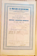 La Maison Hesbionne - Certificat D'inscription Nominative - Michaux Victor - 1935 - Autres & Non Classés