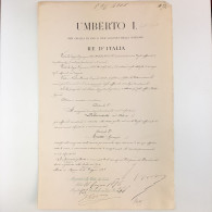 Decreto Firmato Dal Re Umberto I - Re D'Italia e Autografato Dal Ministro Della Guerra Francesco Ricotti Magnani - Decreti & Leggi