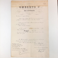 Decreto Del Re Umberto I - Re D'Italia E Autografato Dal Ministro Della Guerra. - Décrets & Lois