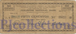 PHILIPPINES 50 CENTAVOS 1942 PICK S575a FINE EMERGENCY BANKNOTE - Filipinas