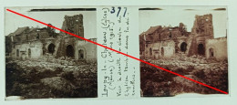 Photo Sur Plaque De Verre, Guerre 14/18, Loupy Le Château, Meuse, Eglise, Clocher Dans Les Décombres, Bombardement, 1915 - Glass Slides