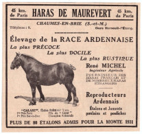 1932 - Publicité - Le Haras De Maurevert à Chaumes-en-Brie (Seine-et-Marne) - Publicités