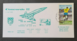 Concorde,  Vol PARIS- RIO DE JANEIRO  - PARIS  Le 5/6/1974. - Concorde