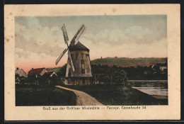 AK Gohlis, Gohliser Windmühle Am Fluss  - Molinos De Viento