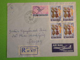 DN1 VIETNAM LETTRE  RECO 1972  SAIGON  ++BLOC DE 4 TP ++AFF. INTERESSANT +++ - Vietnam