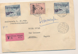 1970 VATICANO ASSICURATA POSTA AEREA 2X200 + 100 - Storia Postale