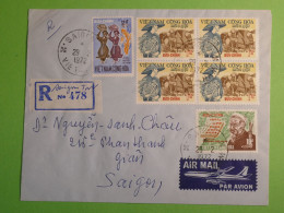 DN1 VIETNAM LETTRE  RECO 1972  SAIGON  ++BLOCS DE 4 TP ++AFF. INTERESSANT +++ - Viêt-Nam