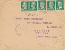 Tarifs Postaux France Du 09-08-1926 (11) Pasteur N° 170 10 C. X 5  LSI 29-06-1927 - 1922-26 Pasteur