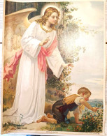Affiche Religieuse - Dim 33/43cm - Angelus Custo - Ange Avec Un Enfant - Plakate