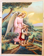 Affiche Religieuse - Dim 33/43cm - Angelo Custodo - Ange Avec Deux Enfants - Posters